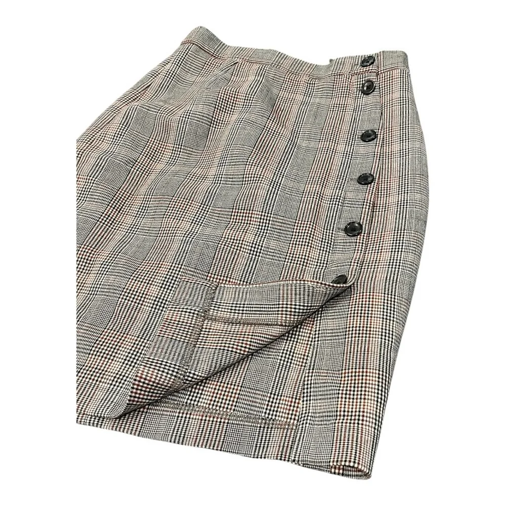 H&M Plaid Button Front Pencil Skirt | Size 2 |‎ Classic Check Print